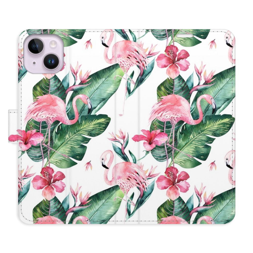 Flipové puzdro iSaprio - Flamingos Pattern - iPhone 14 Plus