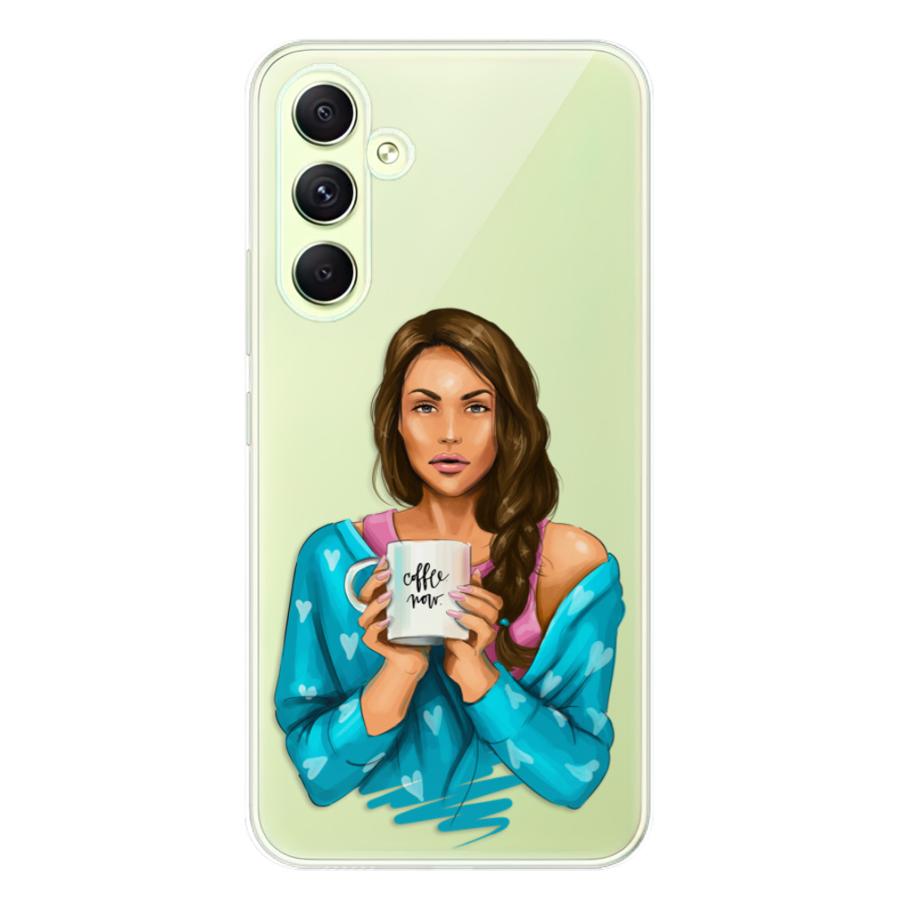Odolné silikónové puzdro iSaprio - Coffe Now - Brunette - Samsung Galaxy A54 5G