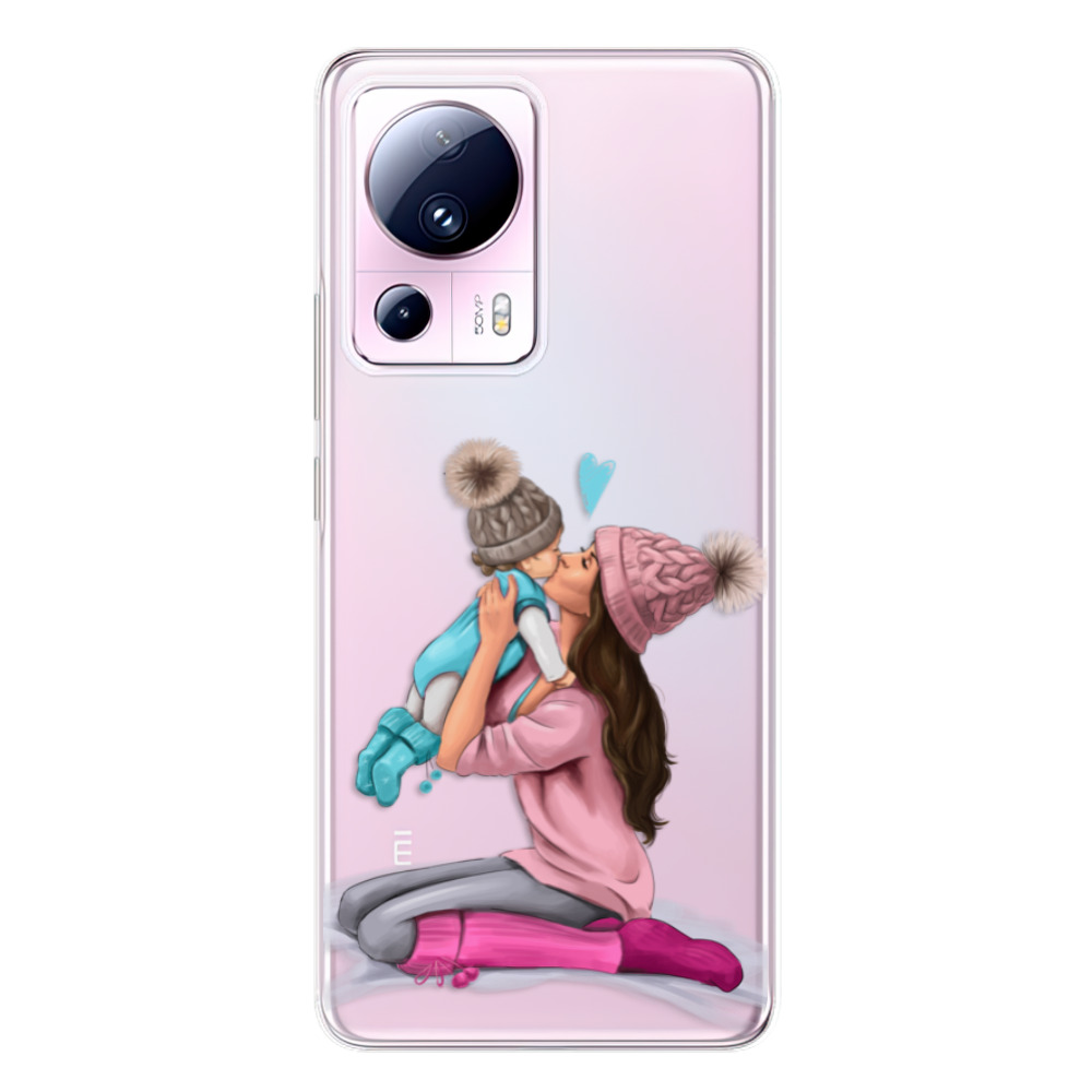 Odolné silikónové puzdro iSaprio - Kissing Mom - Brunette and Boy - Xiaomi 13 Lite