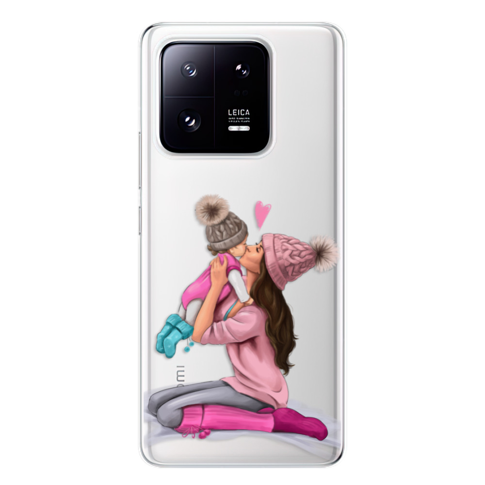 Odolné silikónové puzdro iSaprio - Kissing Mom - Brunette and Girl - Xiaomi 13 Pro