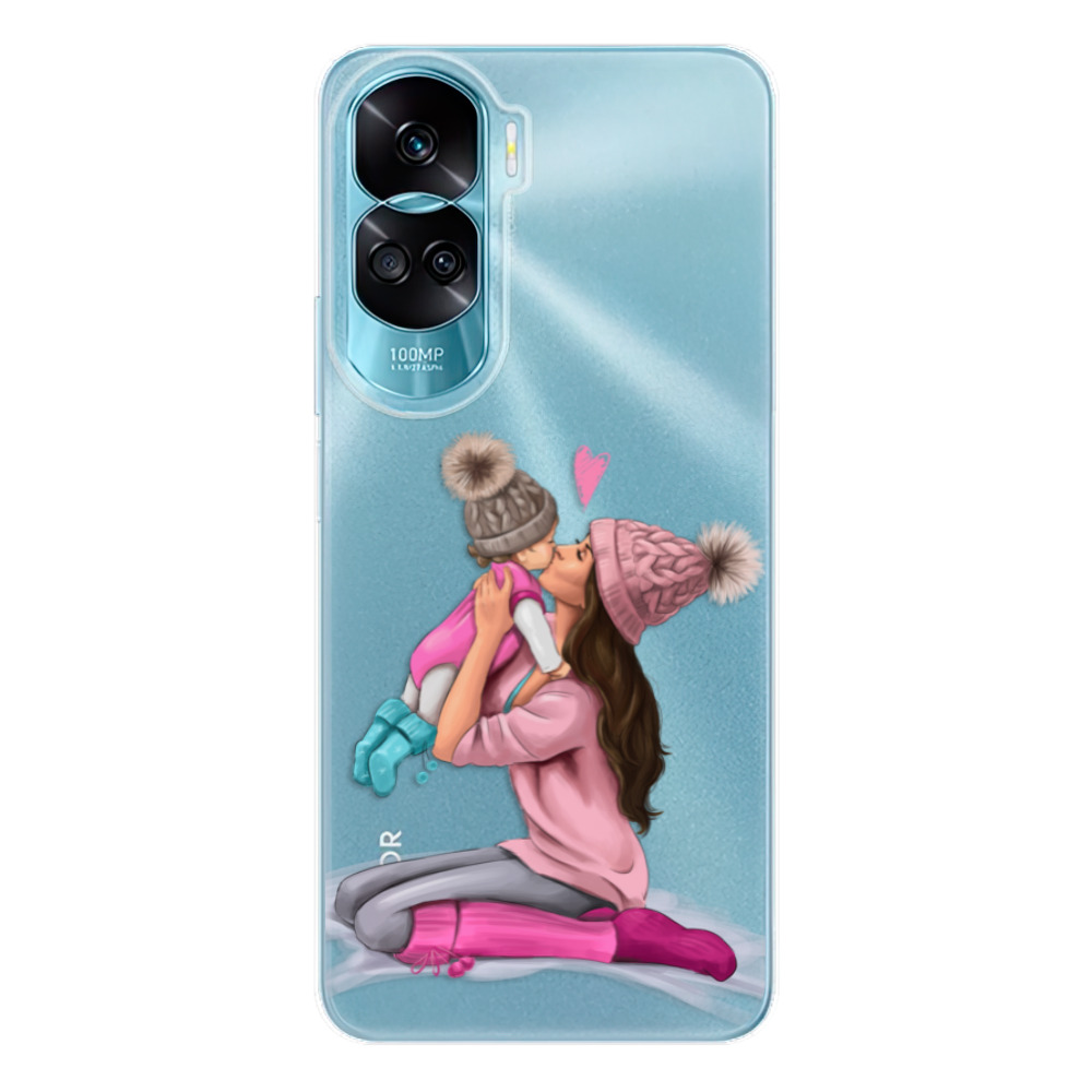 Odolné silikónové puzdro iSaprio - Kissing Mom - Brunette and Girl - Honor 90 Lite 5G