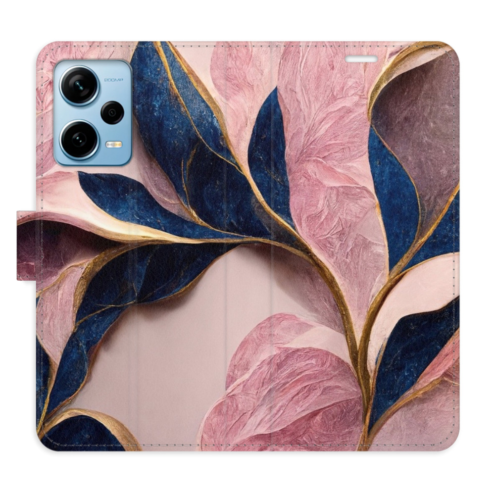 Flipové puzdro iSaprio - Pink Leaves - Xiaomi Redmi Note 12 Pro+ 5G