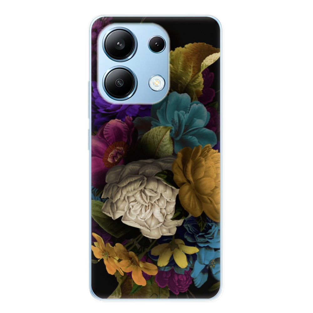 Odolné silikónové puzdro iSaprio - Dark Flowers - Xiaomi Redmi Note 13