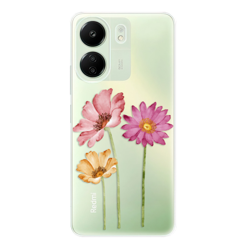 Odolné silikónové puzdro iSaprio - Three Flowers - Xiaomi Redmi 13C