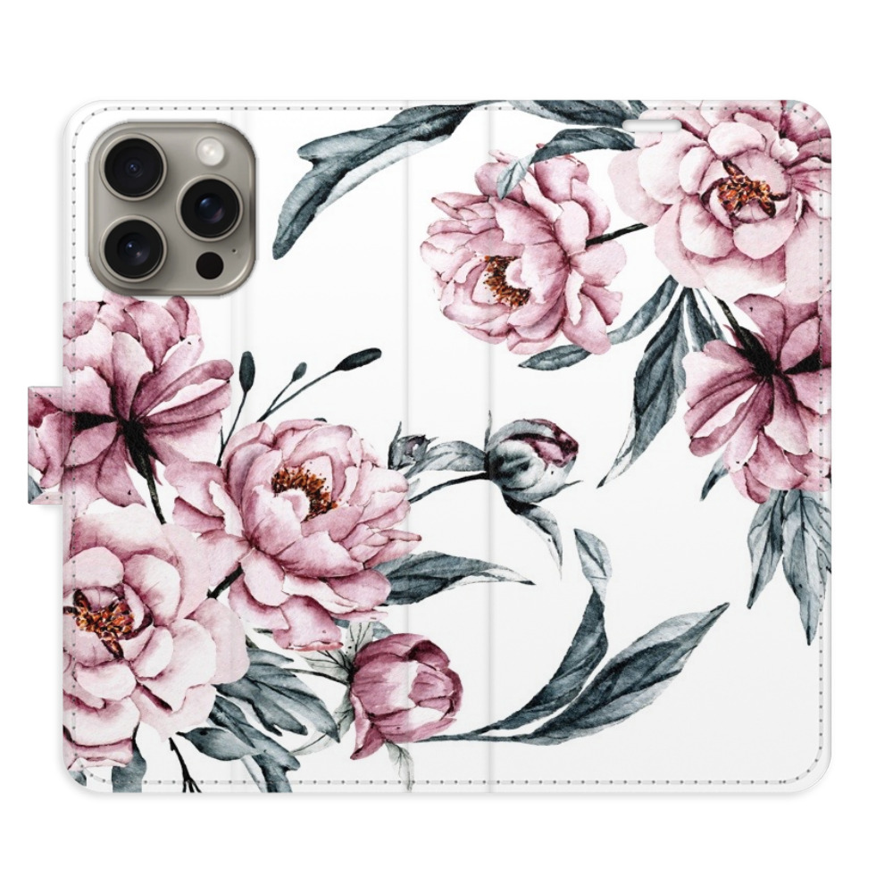 Flipové puzdro iSaprio - Pink Flowers - iPhone 15 Pro Max