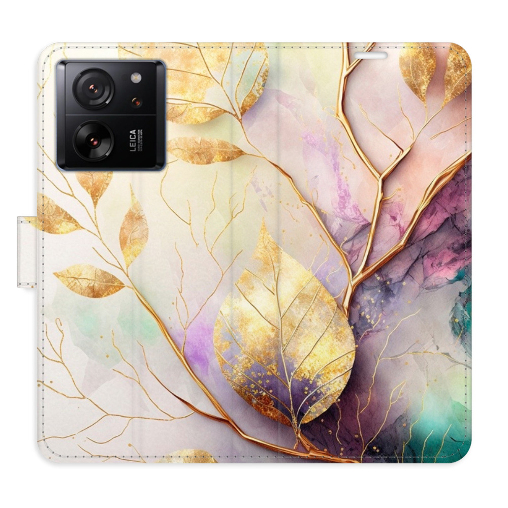 Flipové puzdro iSaprio - Gold Leaves 02 - Xiaomi 13T / 13T Pro