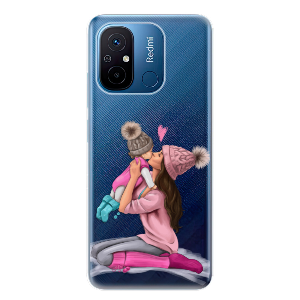 Odolné silikónové puzdro iSaprio - Kissing Mom - Brunette and Girl - Xiaomi Redmi 12C