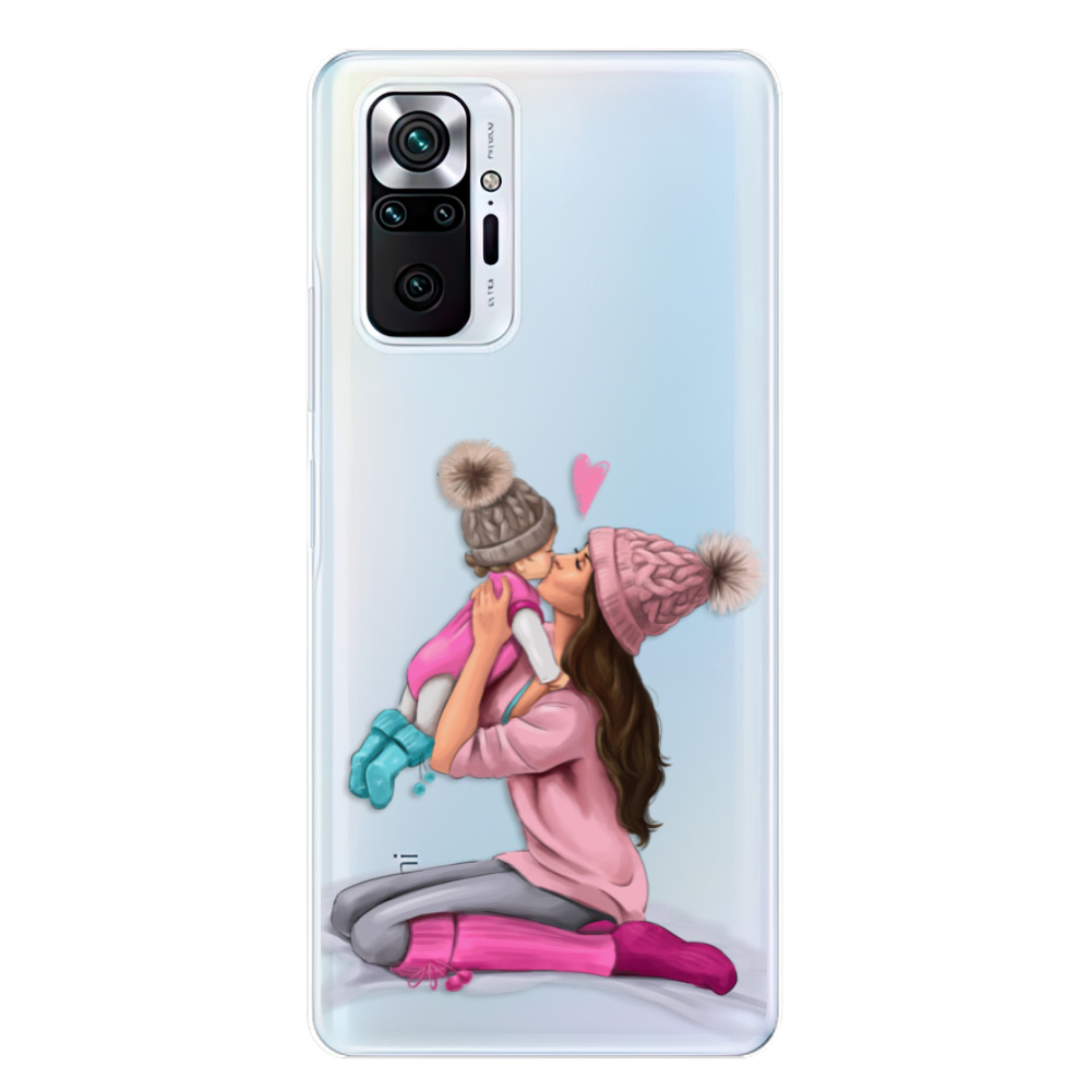 Odolné silikónové puzdro iSaprio - Kissing Mom - Brunette and Girl - Xiaomi Redmi Note 10 Pro