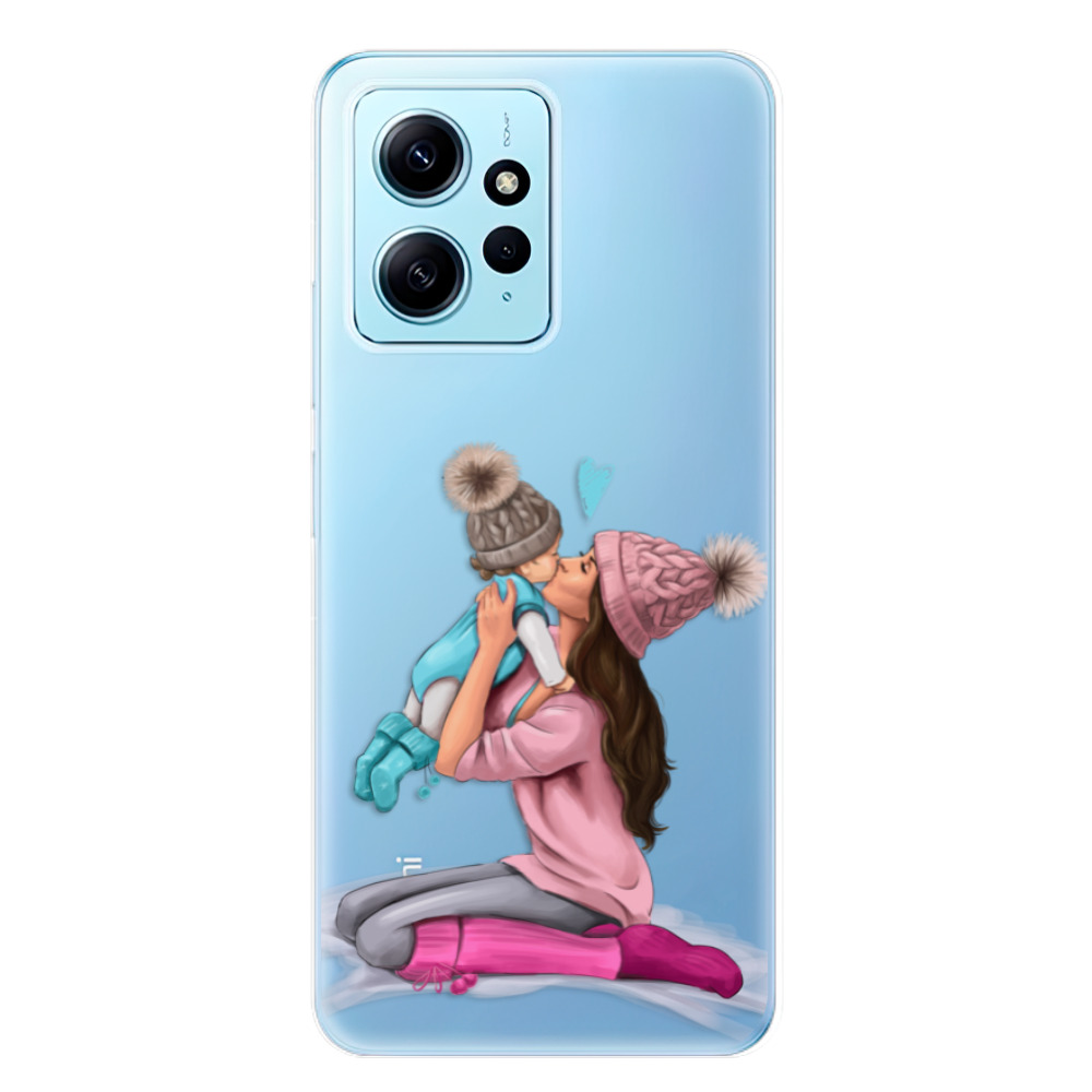 Odolné silikónové puzdro iSaprio - Kissing Mom - Brunette and Boy - Xiaomi Redmi Note 12 5G
