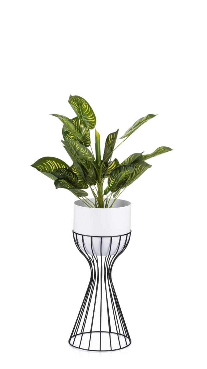 Květináč na stojanu LOFT IV 46 cm černý/bílý