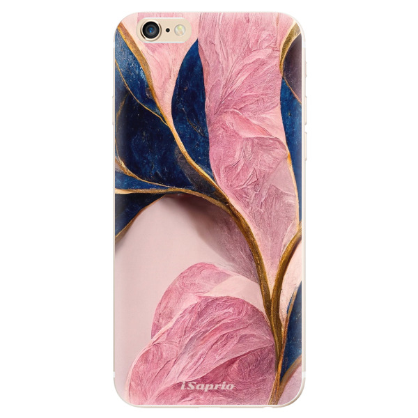 Odolné silikónové puzdro iSaprio - Pink Blue Leaves - iPhone 6/6S