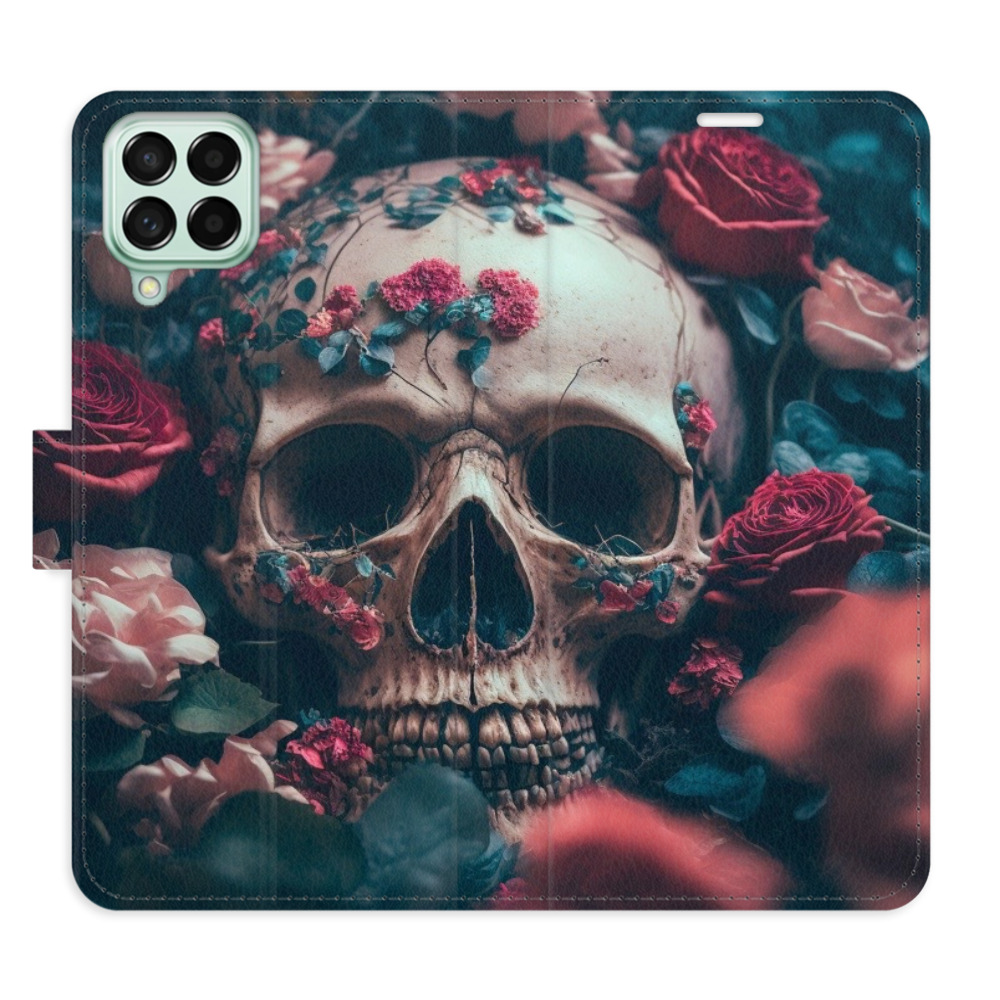 Flipové puzdro iSaprio - Skull in Roses 02 - Samsung Galaxy M53 5G