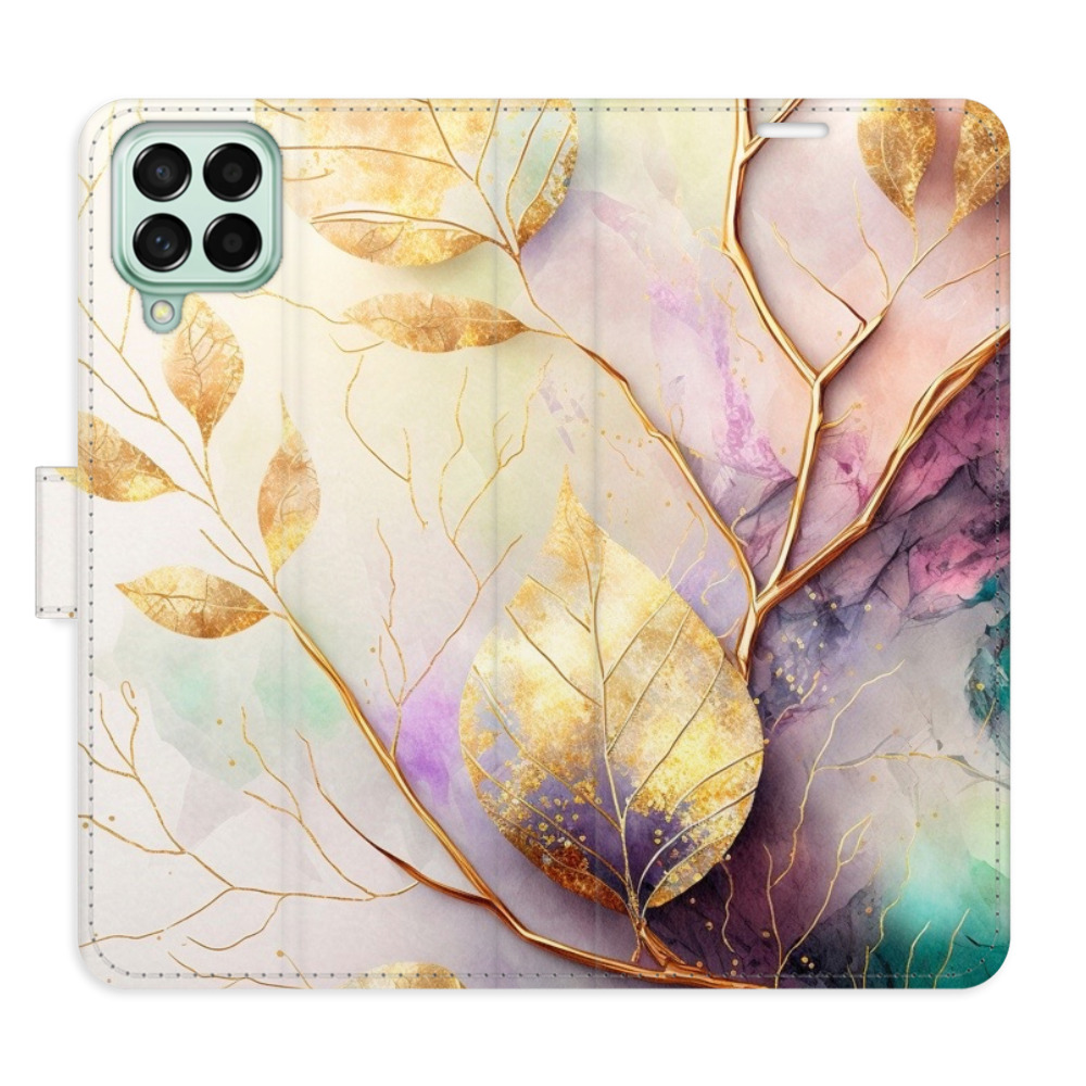 Flipové puzdro iSaprio - Gold Leaves 02 - Samsung Galaxy M53 5G