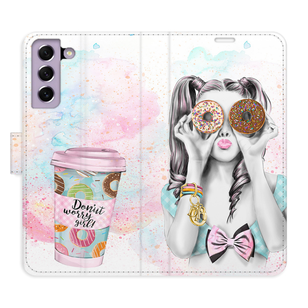 Flipové puzdro iSaprio - Donut Worry Girl - Samsung Galaxy S21 FE 5G