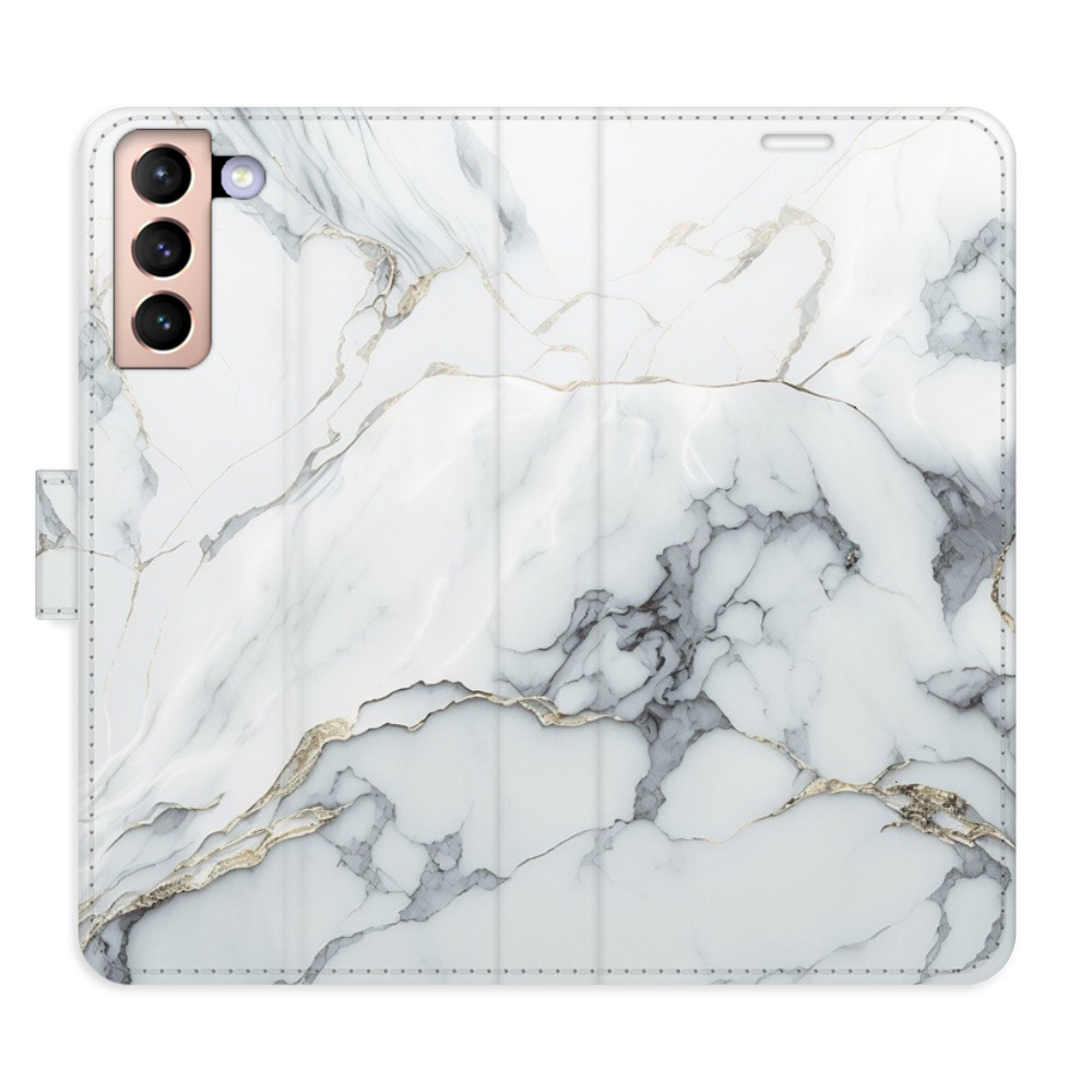 Flipové puzdro iSaprio - SilverMarble 15 - Samsung Galaxy S21