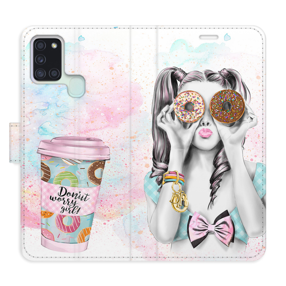Flipové puzdro iSaprio - Donut Worry Girl - Samsung Galaxy A21s