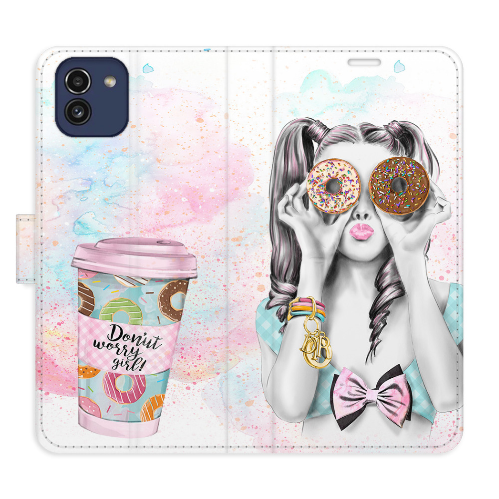 Flipové puzdro iSaprio - Donut Worry Girl - Samsung Galaxy A03