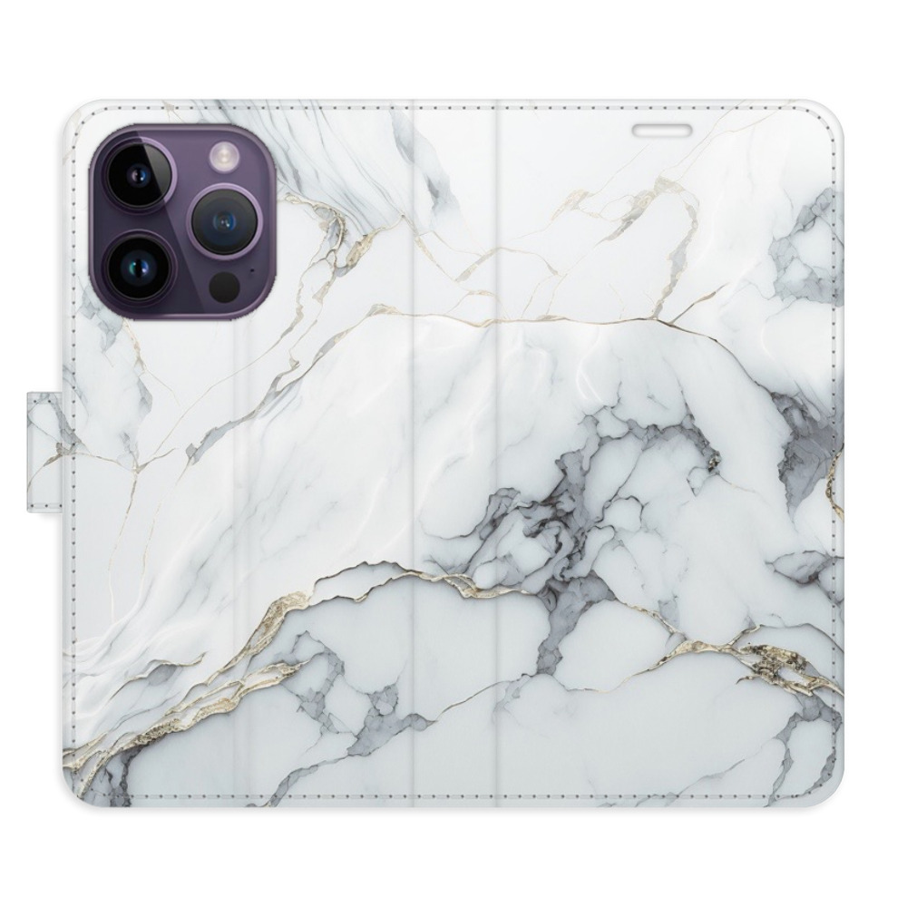 Flipové puzdro iSaprio - SilverMarble 15 - iPhone 14 Pro