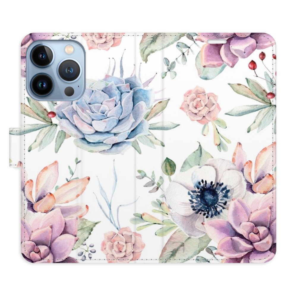 Flipové puzdro iSaprio - Succulents Pattern - iPhone 13 Pro