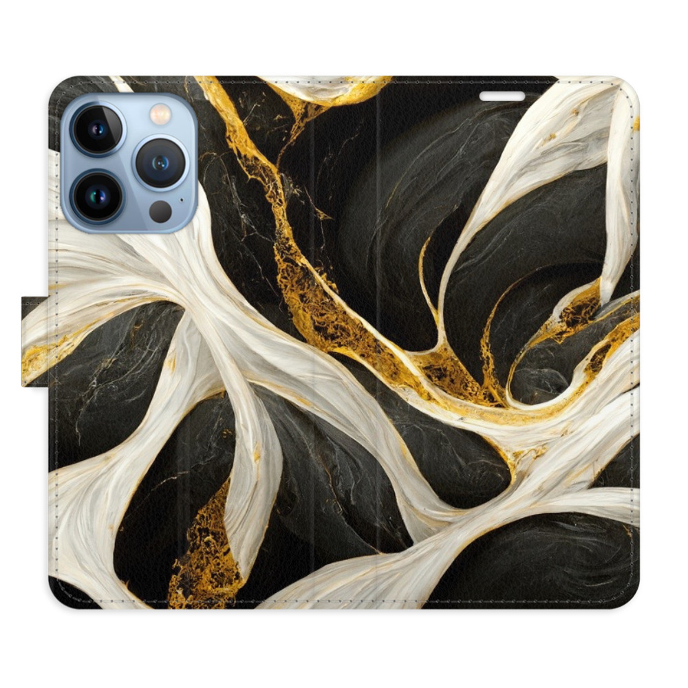 Flipové puzdro iSaprio - BlackGold Marble - iPhone 13 Pro