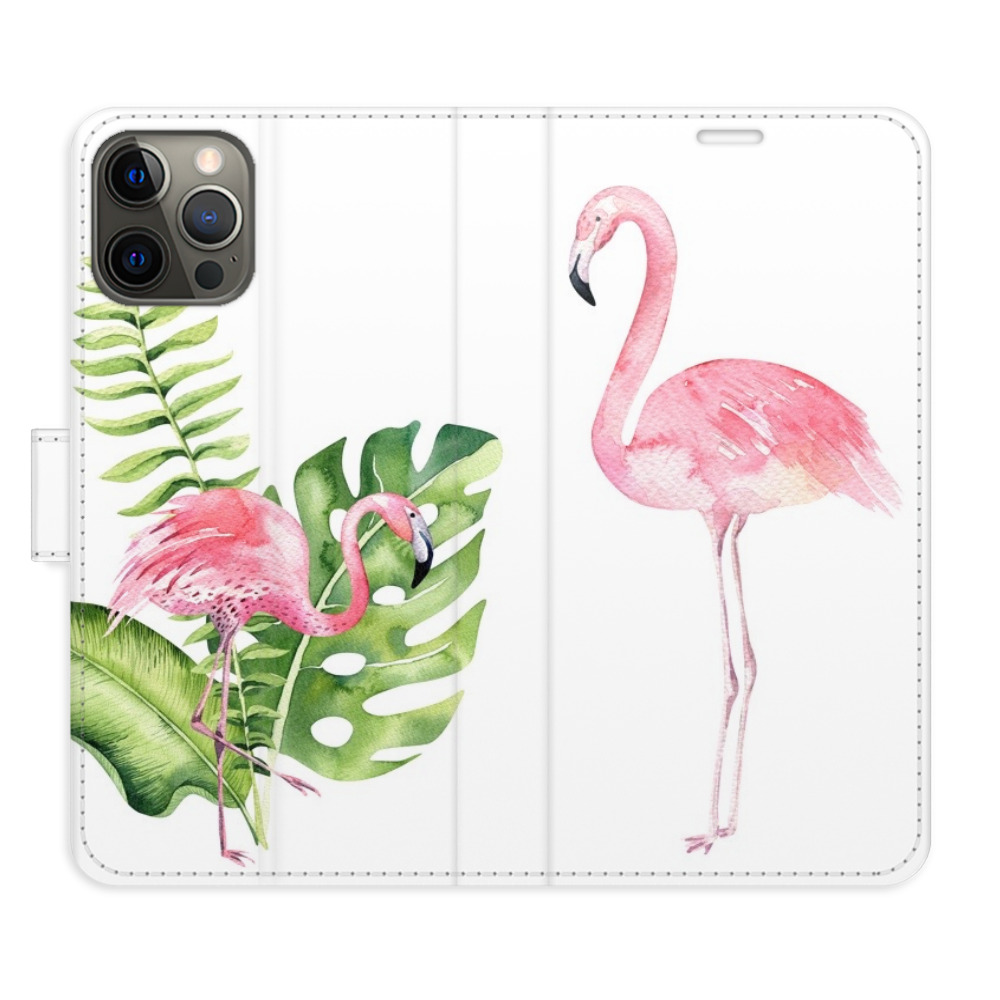 Flipové puzdro iSaprio - Flamingos - iPhone 12/12 Pro