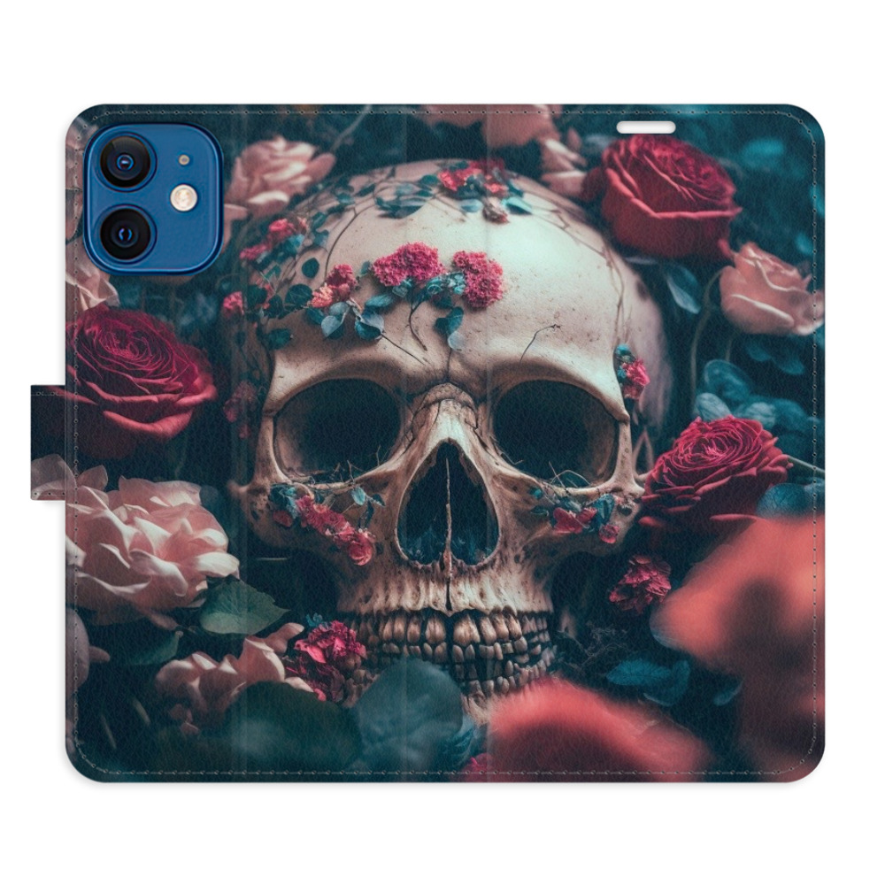 Flipové puzdro iSaprio - Skull in Roses 02 - iPhone 12 mini
