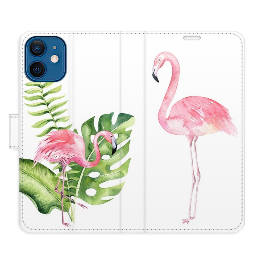 Flipové puzdro iSaprio - Flamingos - iPhone 12 mini