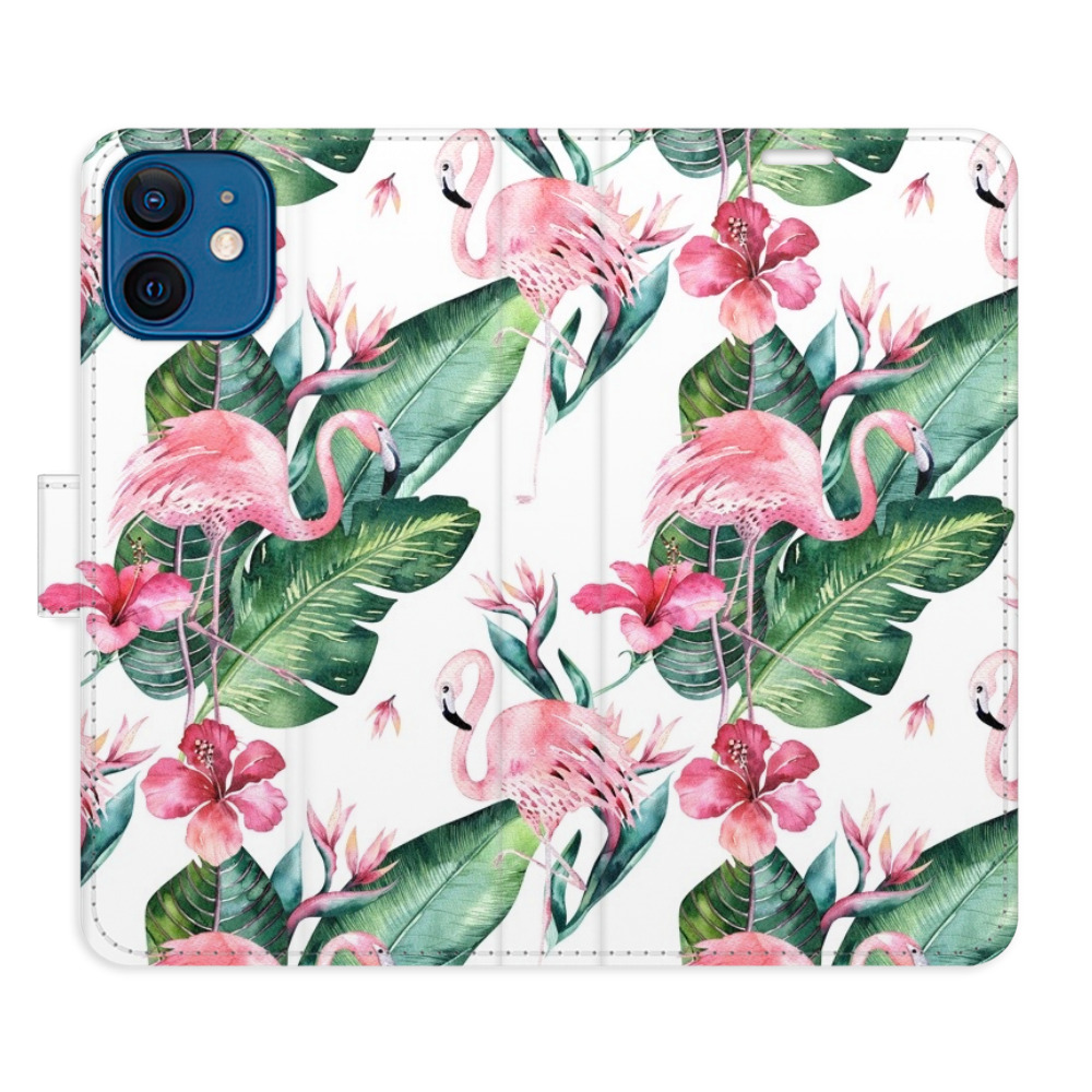 Flipové puzdro iSaprio - Flamingos Pattern - iPhone 12 mini