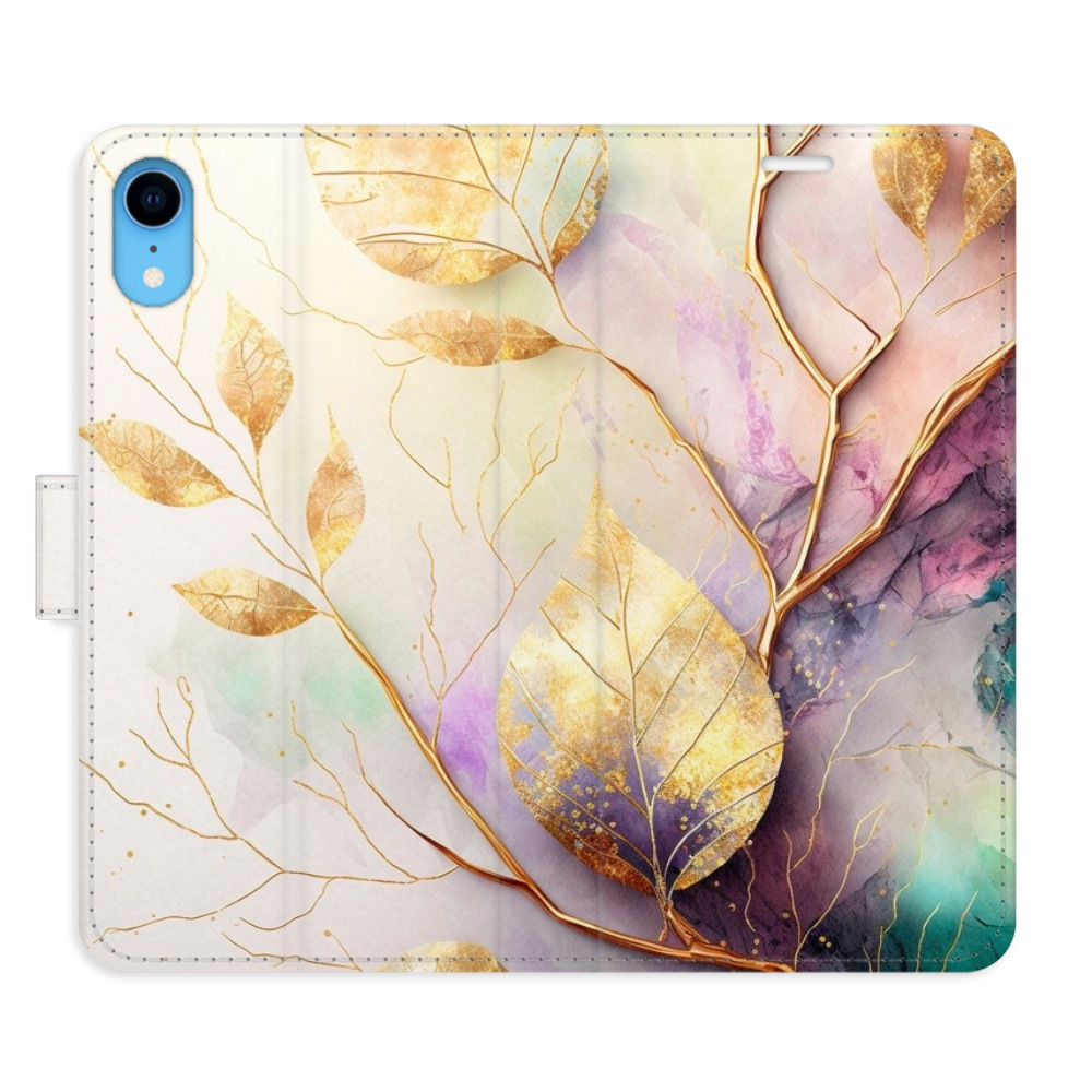 Flipové puzdro iSaprio - Gold Leaves 02 - iPhone XR