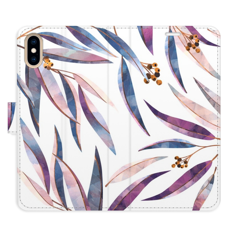 Flipové puzdro iSaprio - Ornamental Leaves - iPhone X/XS