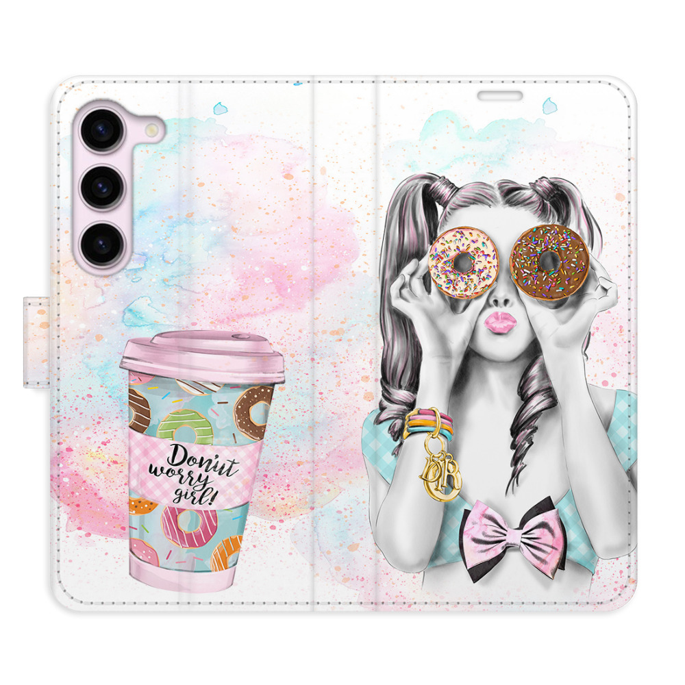 Flipové puzdro iSaprio - Donut Worry Girl - Samsung Galaxy S23 5G