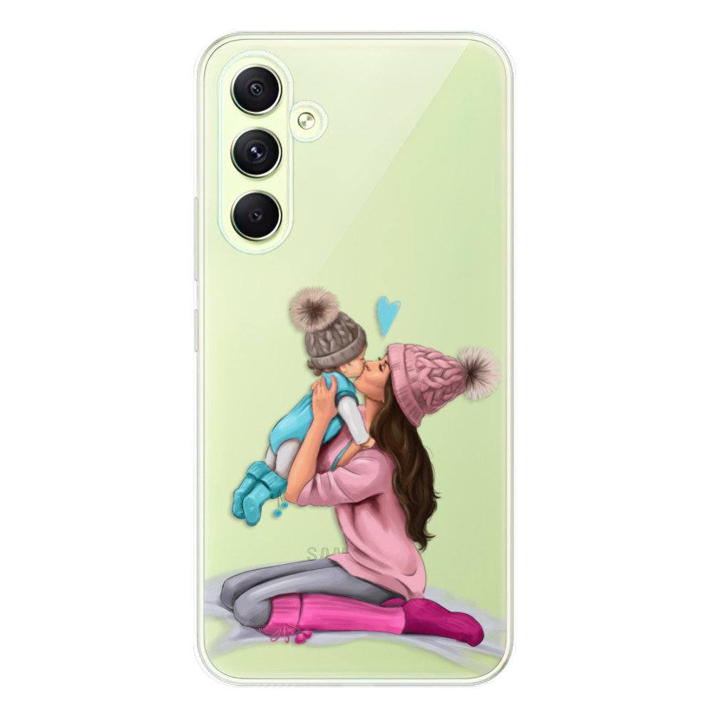 Odolné silikónové puzdro iSaprio - Kissing Mom - Brunette and Boy - Samsung Galaxy A54 5G