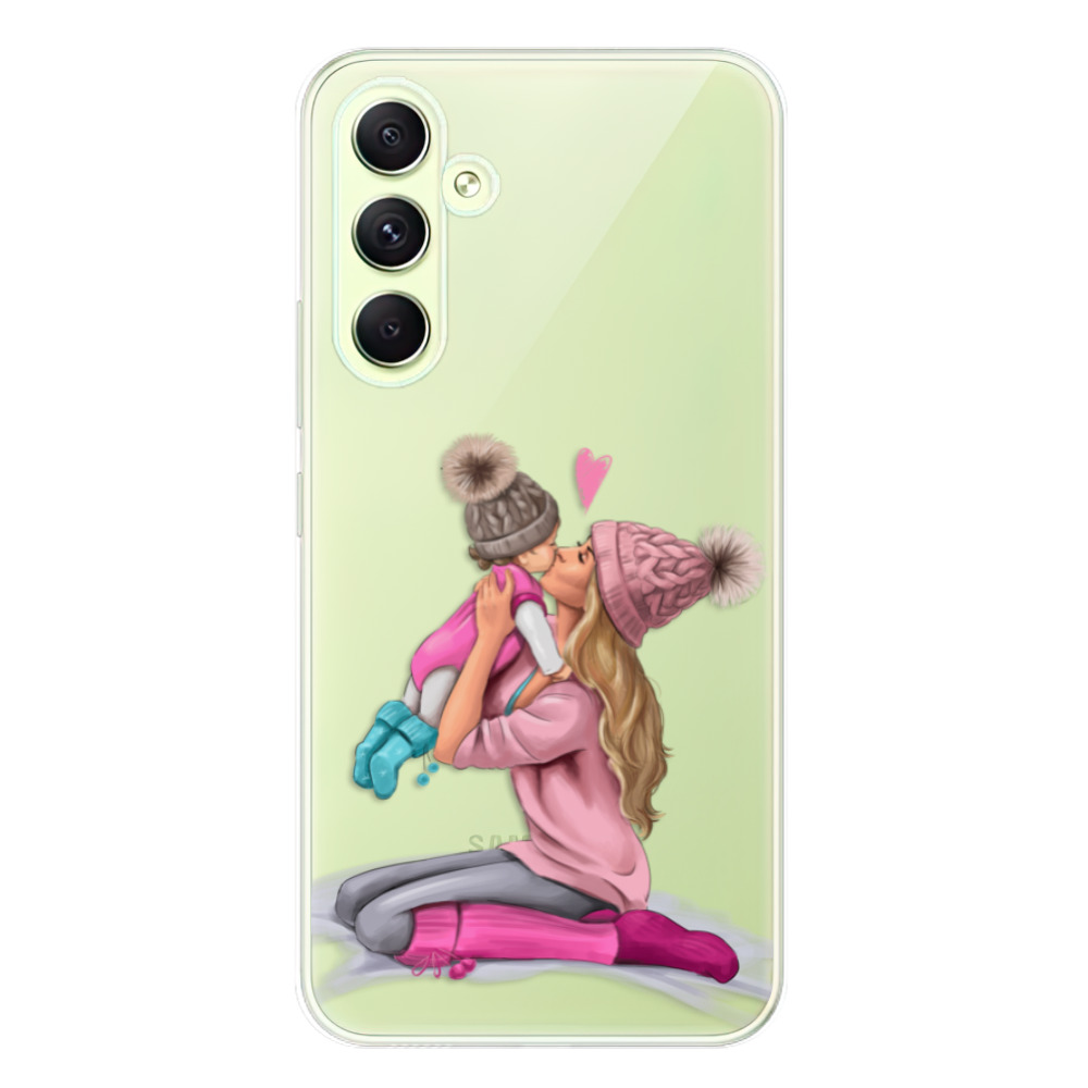 Odolné silikónové puzdro iSaprio - Kissing Mom - Blond and Girl - Samsung Galaxy A54 5G