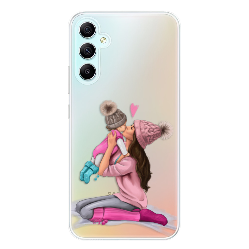 Odolné silikónové puzdro iSaprio - Kissing Mom - Brunette and Girl - Samsung Galaxy A34 5G