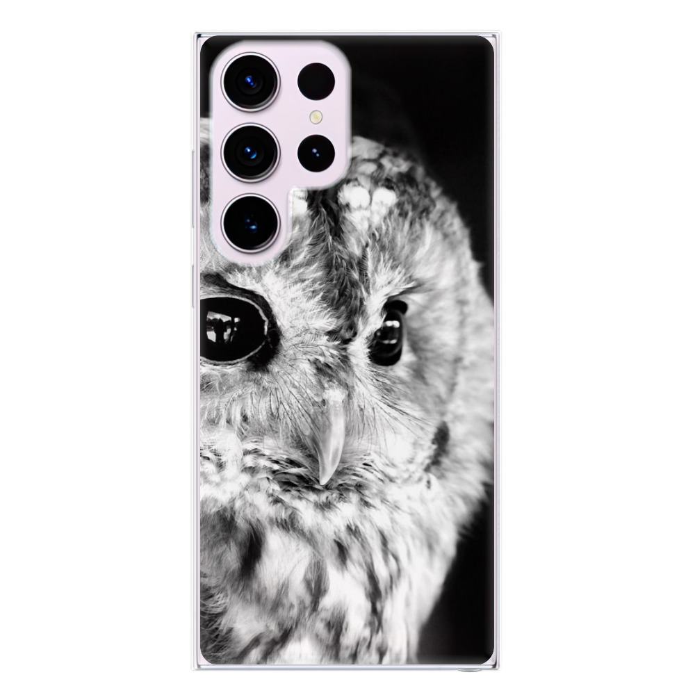 Odolné silikónové puzdro iSaprio - BW Owl - Samsung Galaxy S23 Ultra