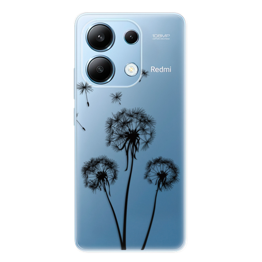 Odolné silikónové puzdro iSaprio - Three Dandelions - black - Xiaomi Redmi Note 13