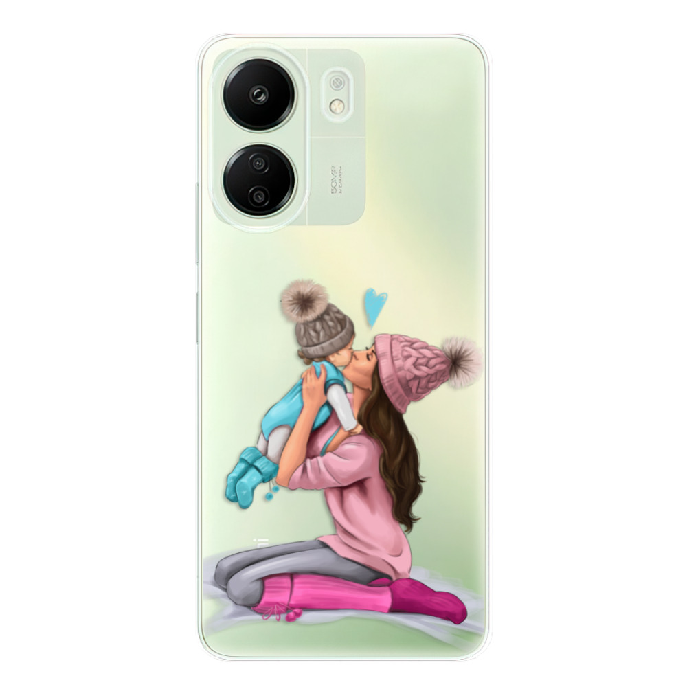 Odolné silikónové puzdro iSaprio - Kissing Mom - Brunette and Boy - Xiaomi Redmi 13C
