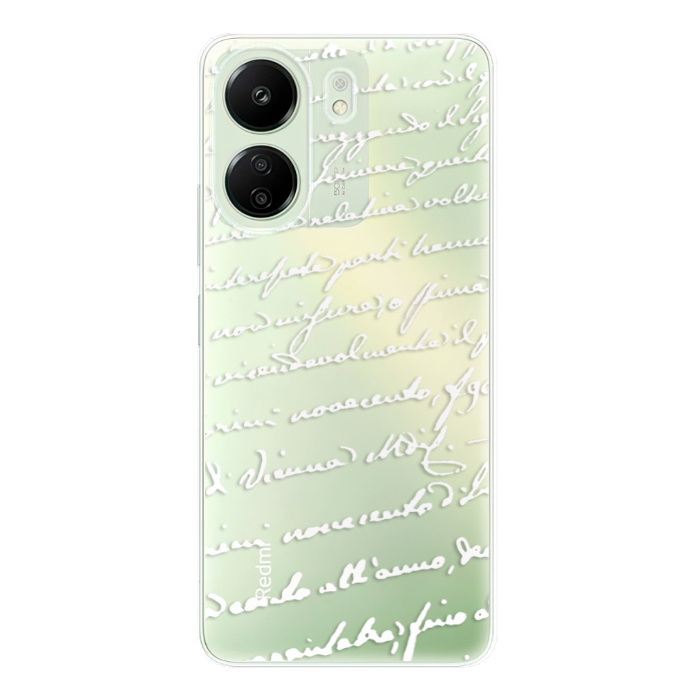Odolné silikónové puzdro iSaprio - Handwriting 01 - white - Xiaomi Redmi 13C