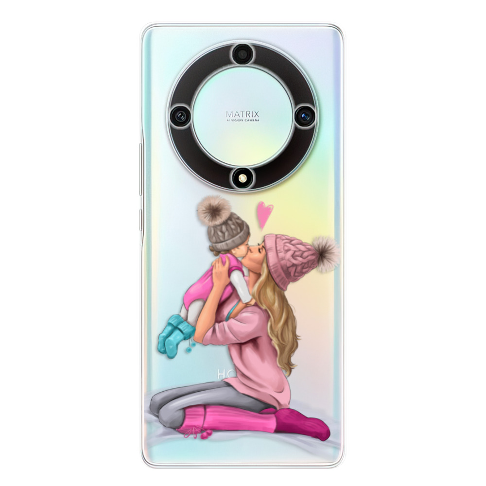 Odolné silikónové puzdro iSaprio - Kissing Mom - Blond and Girl - Honor Magic5 Lite 5G