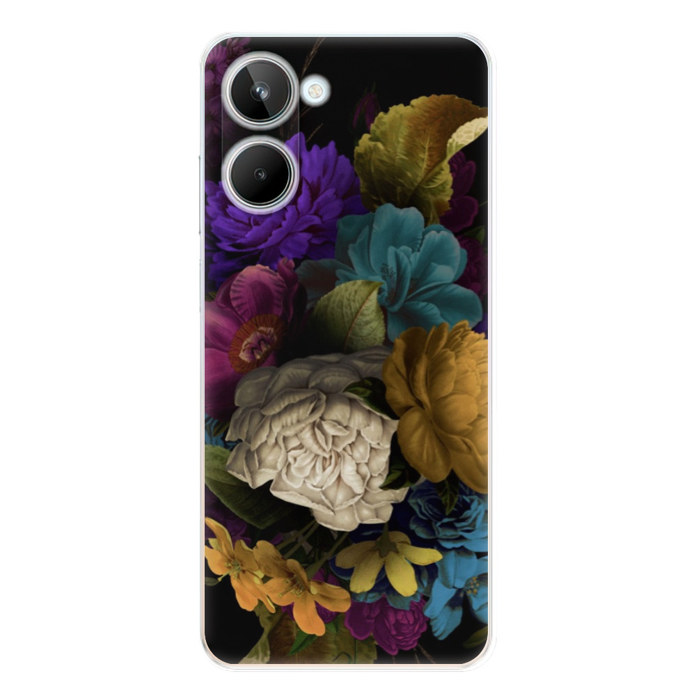 Odolné silikónové puzdro iSaprio - Dark Flowers - Realme 10