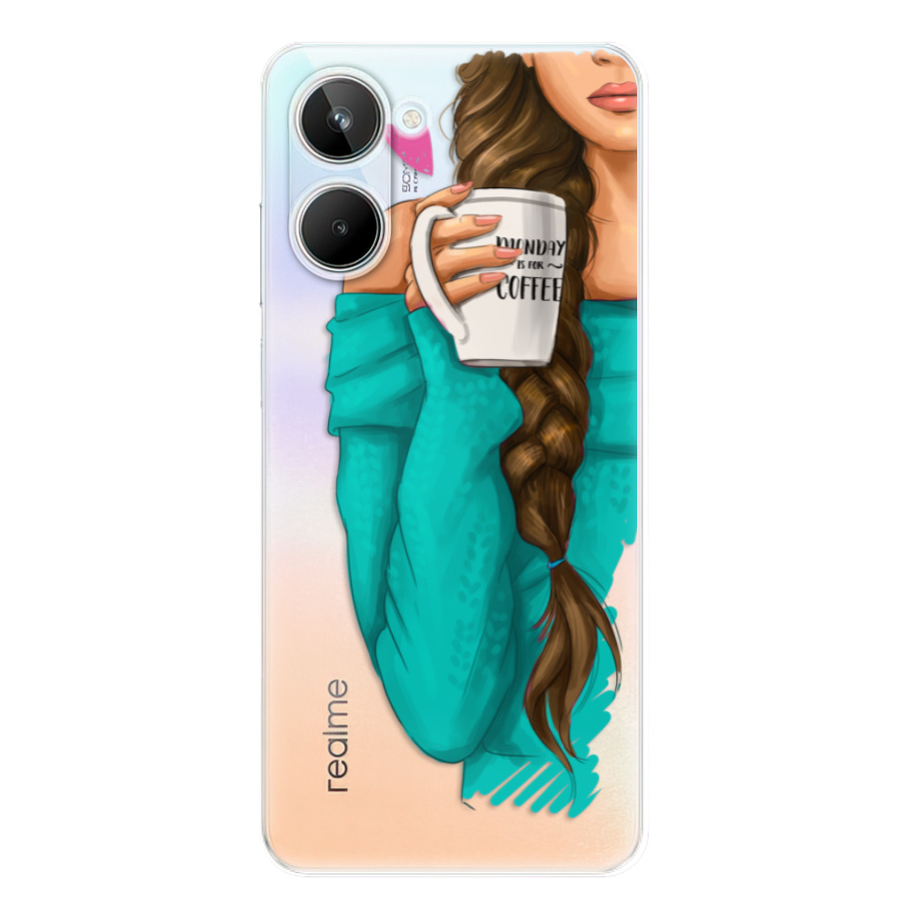 Odolné silikónové puzdro iSaprio - My Coffe and Brunette Girl - Realme 10