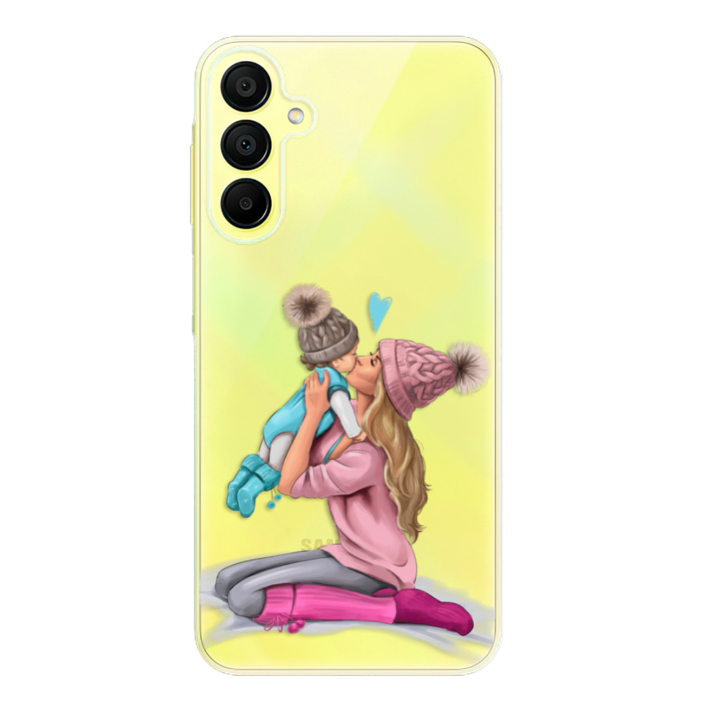 Odolné silikónové puzdro iSaprio - Kissing Mom - Blond and Boy - Samsung Galaxy A15 / A15 5G