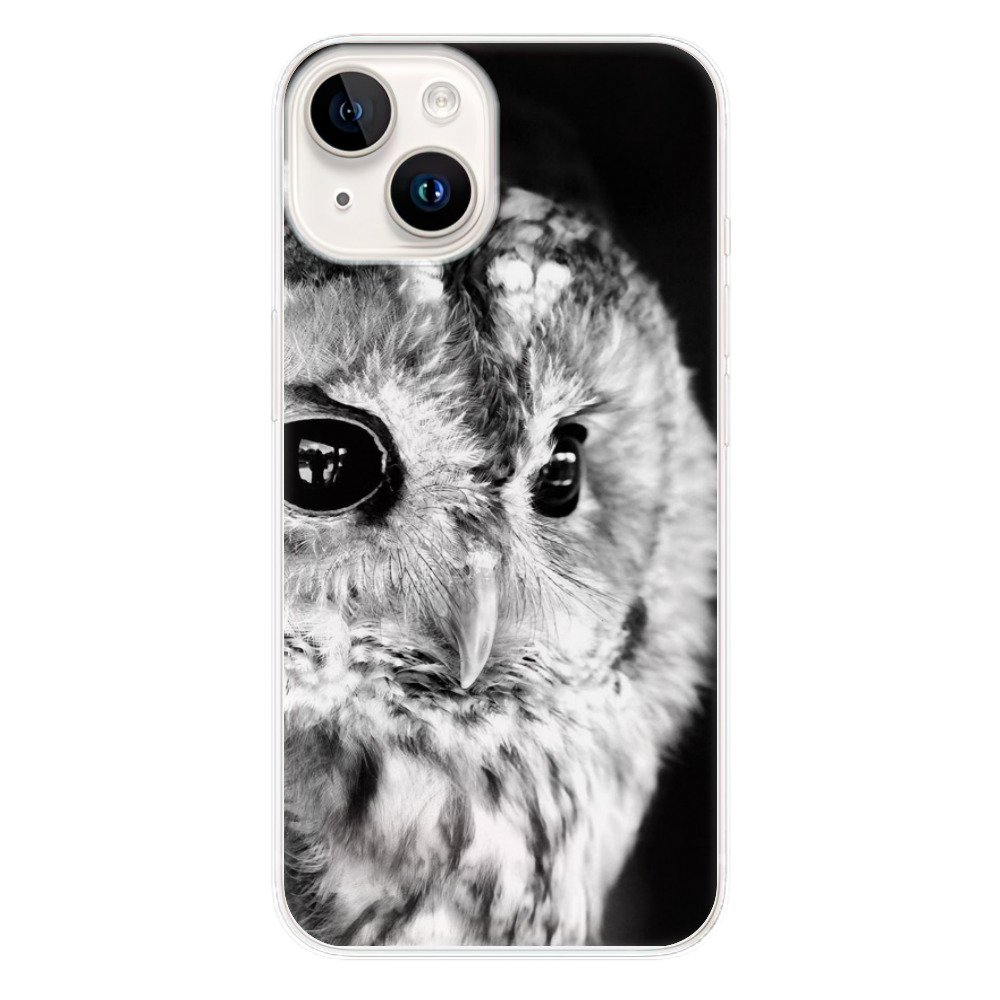 Odolné silikónové puzdro iSaprio - BW Owl - iPhone 15 Plus