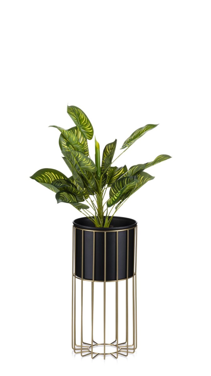 Květináč na stojanu LOFT III 42 cm černý/zlatý