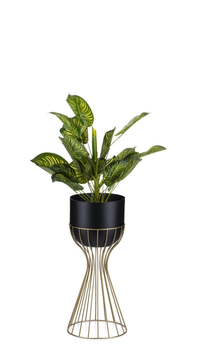 Květináč na stojanu LOFT IV 46 cm zlatý/černý