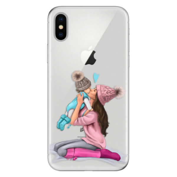 Odolné silikónové puzdro iSaprio - Kissing Mom - Brunette and Boy - iPhone X
