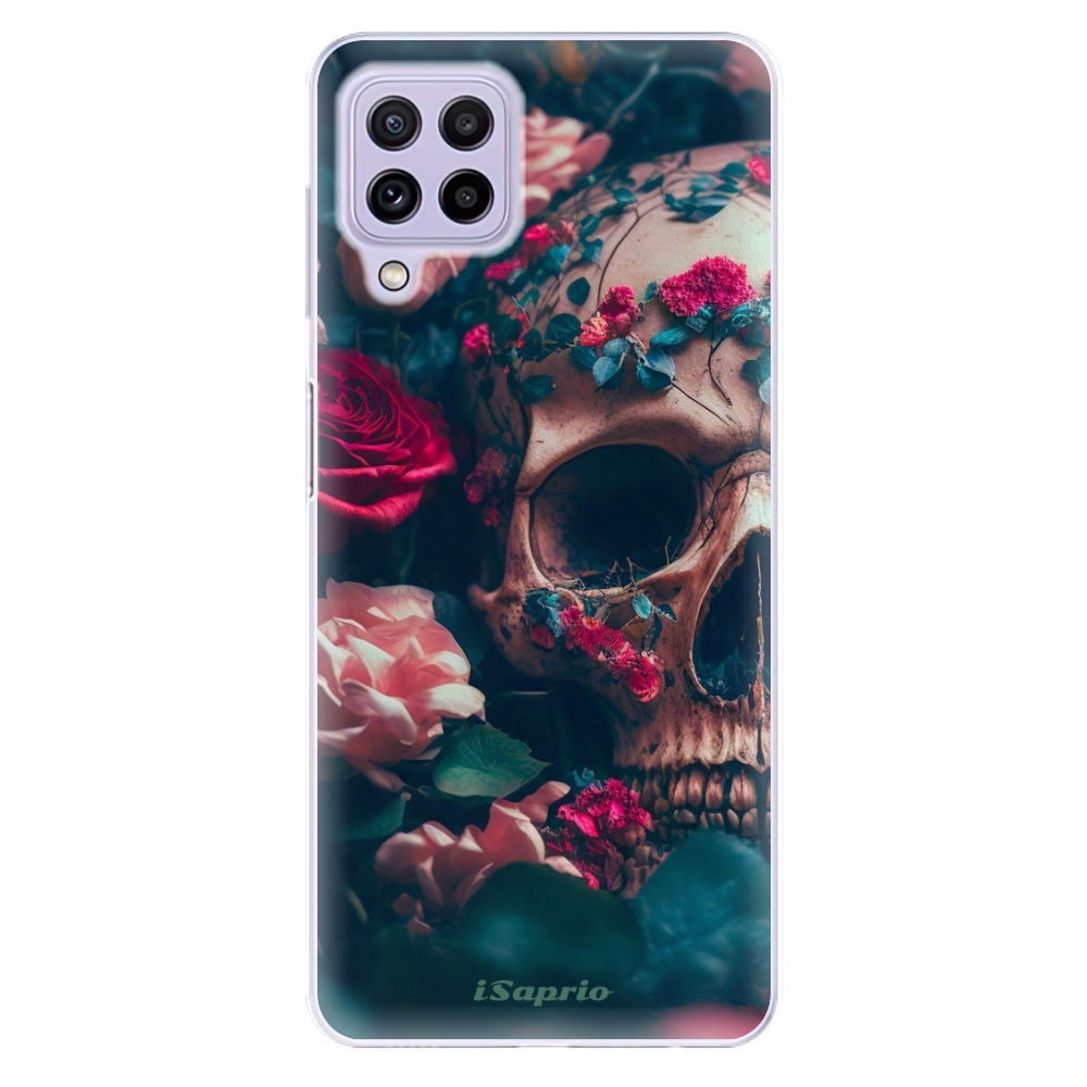 Odolné silikónové puzdro iSaprio - Skull in Roses - Samsung Galaxy A22