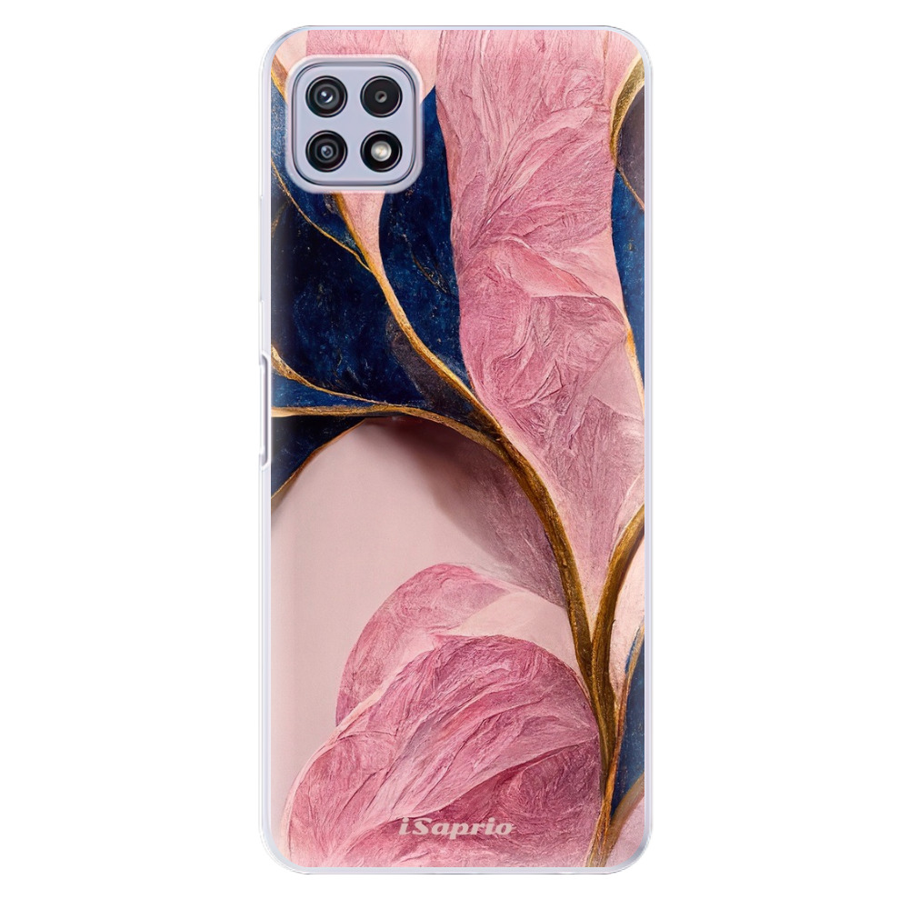 Odolné silikónové puzdro iSaprio - Pink Blue Leaves - Samsung Galaxy A22 5G