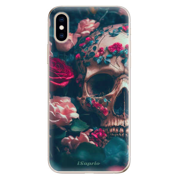 Odolné silikónové puzdro iSaprio - Skull in Roses - iPhone XS