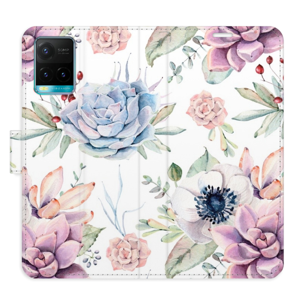 Flipové puzdro iSaprio - Succulents Pattern - Vivo Y21 / Y21s / Y33s